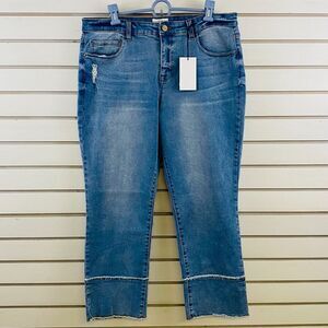 Womens 14 For the Republic Park Place Ankle Jeans Medium Wash Stretch Frayed Hem